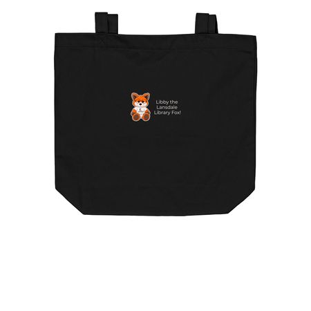 Libby the Lansdale Library Fox Totes, a Black Organic Cotton Tote Bag