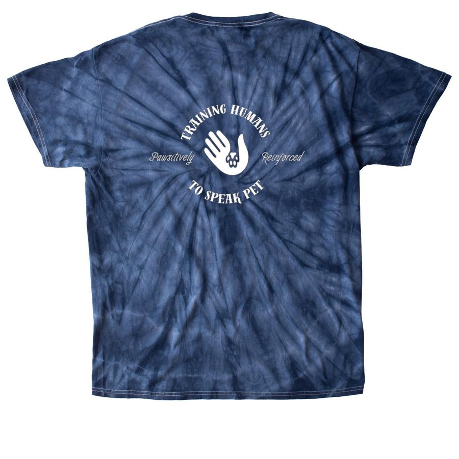 Training Humans To Speak Pet, a Navy Classic Tie Dye Tee (back-view)