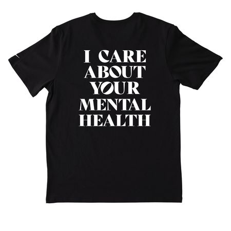 I care about your mental health active wear, a Black Nike Dri-FIT Jersey Blend Performance Tee