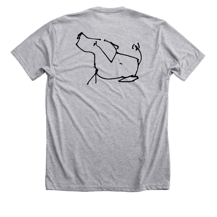 Sketchy Dog, a Athletic Heather Premium Unisex Tee (back-view)