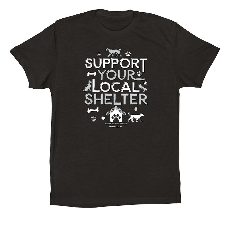 Support the Pups at Second Chance, a Black Premium Cotton Tee