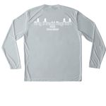 Ray Jarecki Regatta (on back), a Silver Unisex Performance Long Sleeve Tee (back-view)