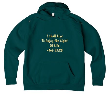 Job 33:28 Flower Cross, a Deep Sea Green Allmade Organic CVC Pullover Hoodie
