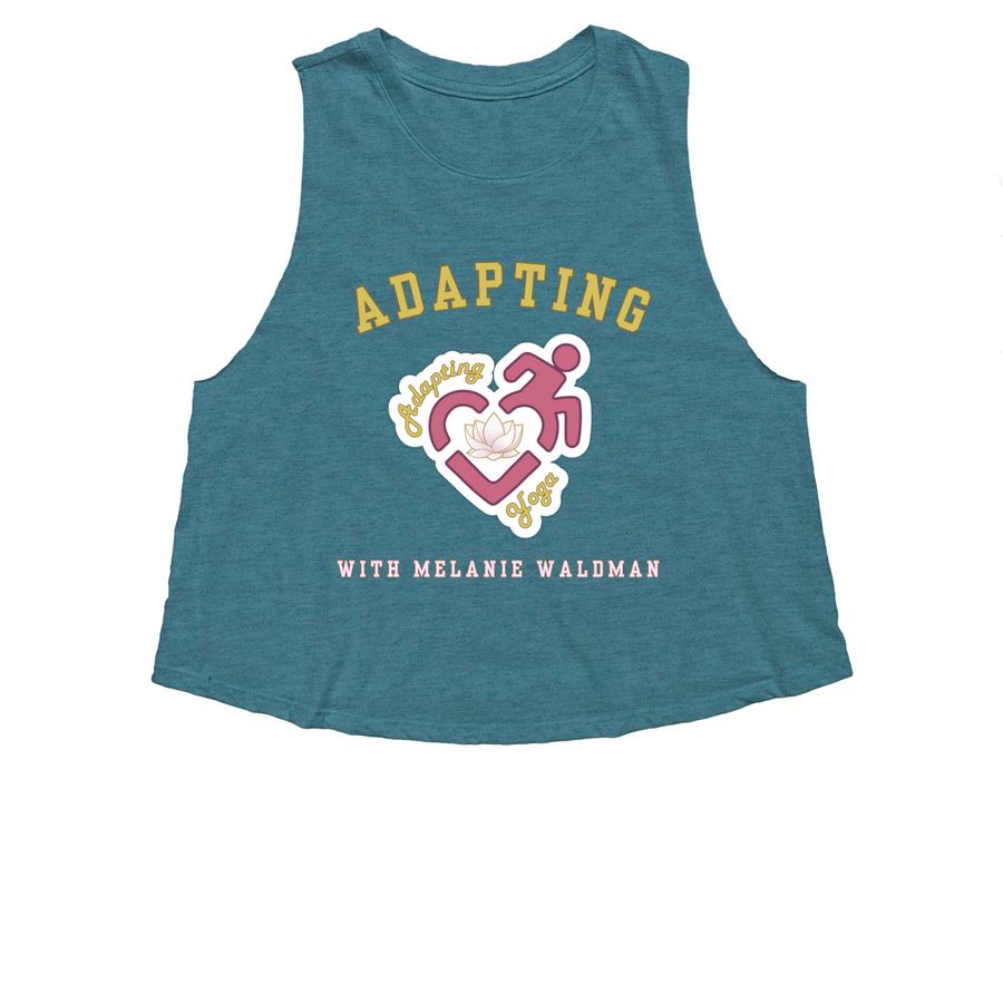 ADAPTING Yellow, a Heather Deep Teal Women's Cropped Racerback Tank