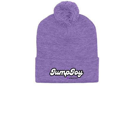 Winter Hat, a Heather Purple Printed Pom-Pom Beanie