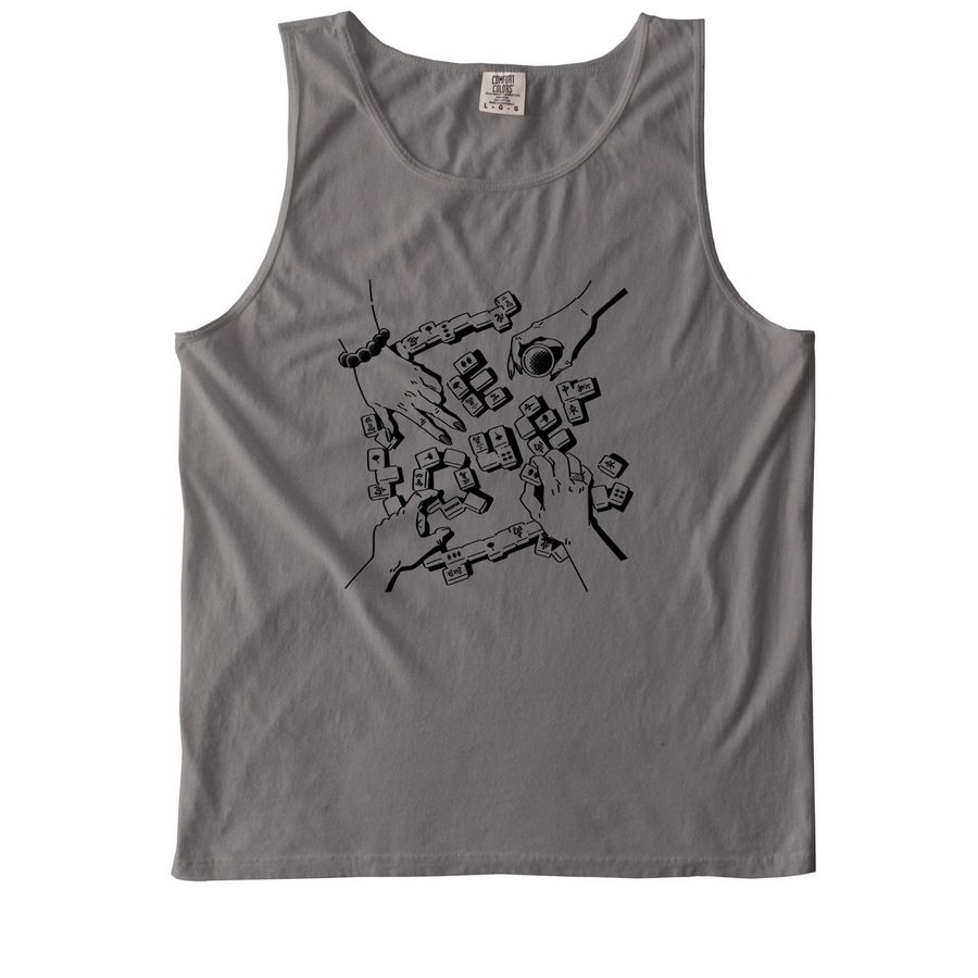 For the Aunties Mahjong, a Grey Comfort Colors Tank Top