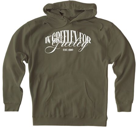 In Greeley, for Greeley.&nbsp;, a Army Heavyweight Pullover Hoodie