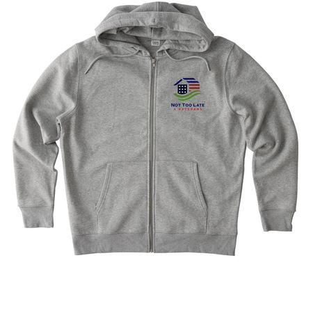 Building homes for veterans, a Heather Grey Stanley/Stella Unisex Cultivator 2.0 Zip Up Pullover Hoodie