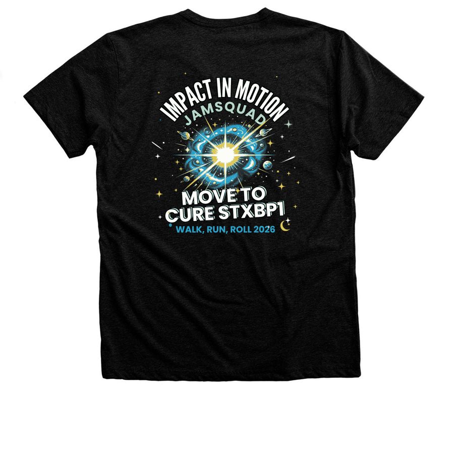 Impact in Motion for Jam, a Black Heather Premium Unisex Tee (back-view)