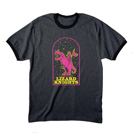 Ledbetter Lizard Knights, a Dark Heather Grey/ Jet Black Cotton Ringer Tee