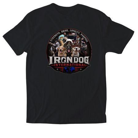 IronDog International, a Black Softstyle Cotton Tee