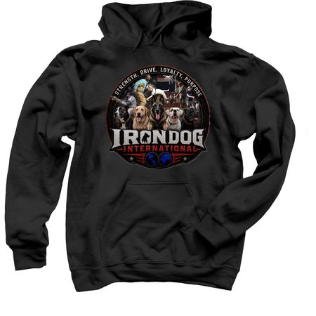 IronDog International, a Black Pullover Hoodie