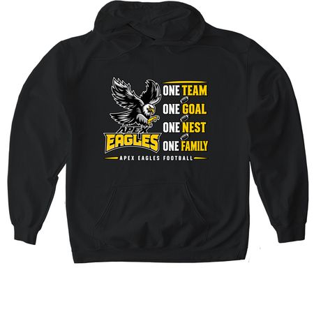 Apex Eagles | One Team. One Nest., a Black Gildan Softstyle Pullover Hoodie
