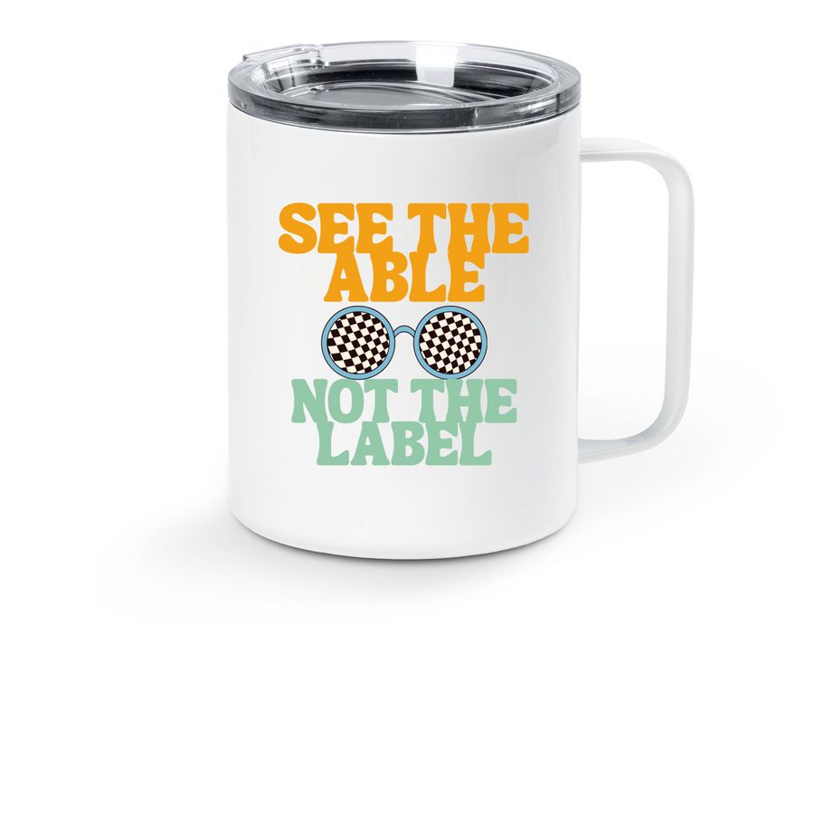 Travel Mug - See The Able, a White Stainless Steel Travel Mug