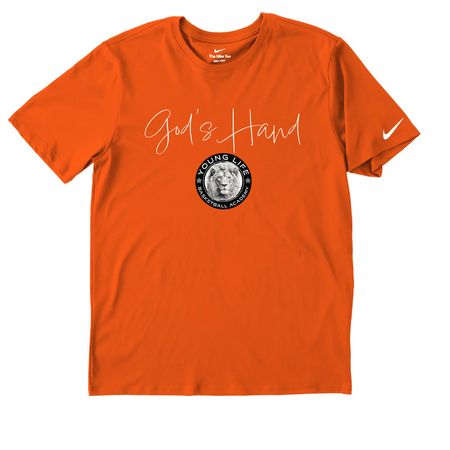 God's Hand, a Brilliant Orange Nike Dri-FIT Jersey Blend Performance Tee