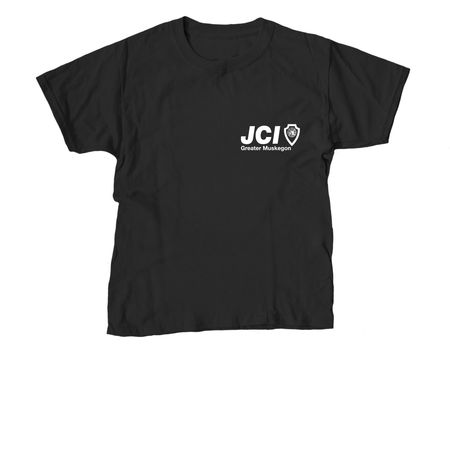 JCI Greater Muskegon - White Logo, a Black Youth Unisex Tee