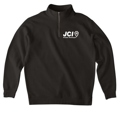 JCI Greater Muskegon - White Logo, a Black Midweight Quarter Zip Pullover