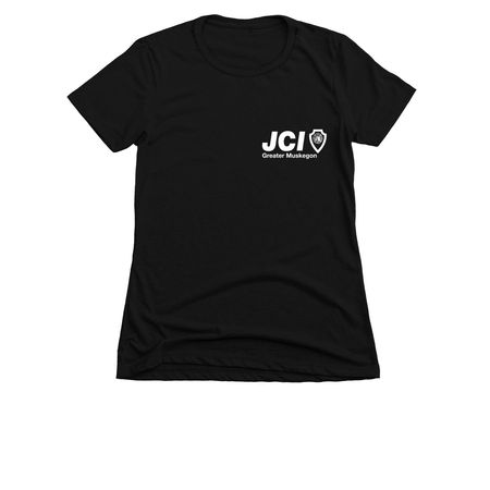 JCI Greater Muskegon - White Logo, a Black Women's Slim Fit Tee
