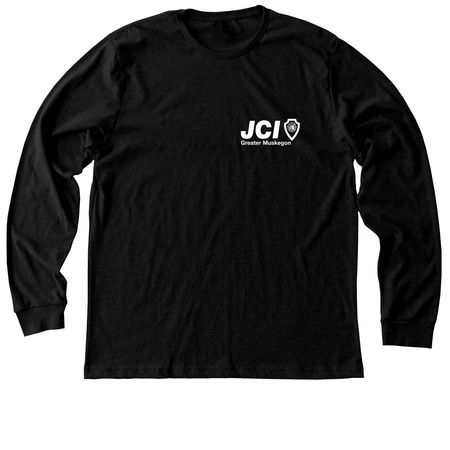 JCI Greater Muskegon - White Logo, a Black Heather Premium Long Sleeve Tee