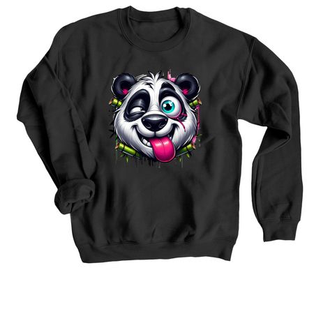 Panda, a Black Crewneck Sweatshirt