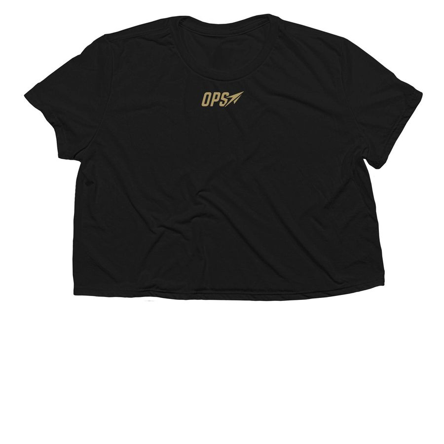 OPS Cropped Competition Tee (Gold), a Black Women?s Flowy Cropped Tee