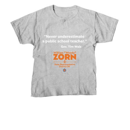 "Never underestimate public school teacher.", a Sport Grey Youth Unisex Tee