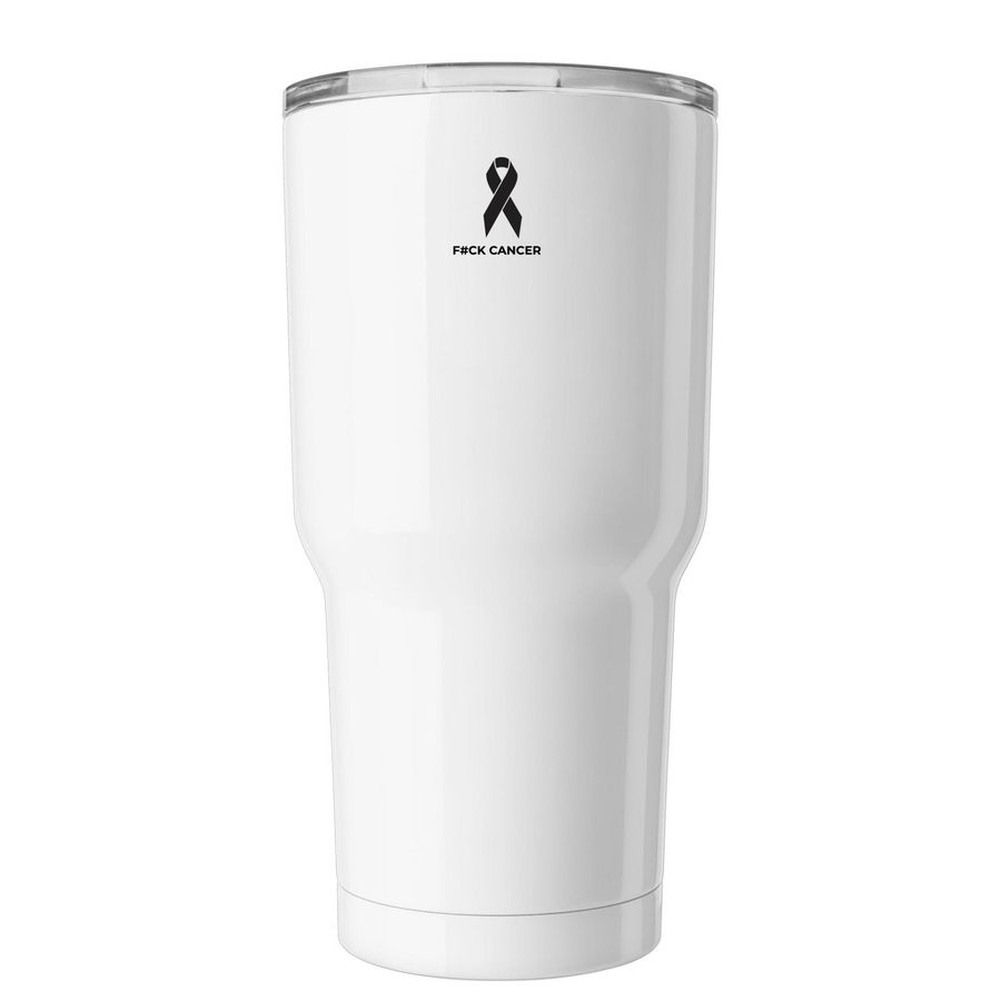 Insulated Tumbler, a White Insulated Tumbler (back-view)
