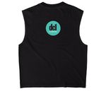 dc1 comp shirts, a True Black Heavyweight Garment Dye Muscle Tee (back-view)