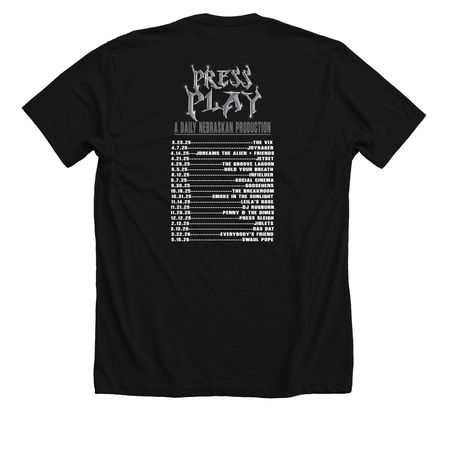 DN Press Play shirt, a Solid Black Blend Premium Unisex Tee (back-view)