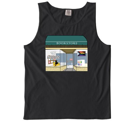 Underdog Bookstore, a Black Comfort Colors Tank Top