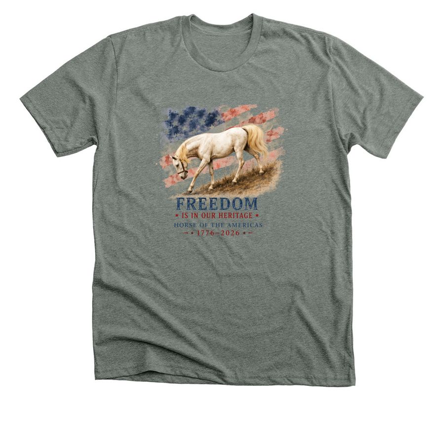 Horse of the Americas - Choctaw Sun Dance, a Deep Heather Premium Unisex Tee