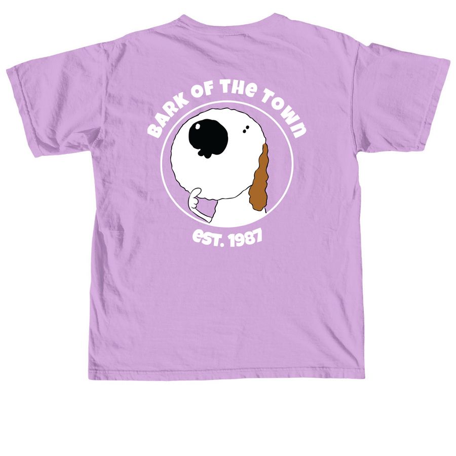 Bark of the Town Clothing Order, a Neon Violet Comfort Colors Unisex Tee (back-view)