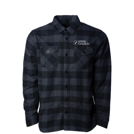 The Winter Collection, a Charcoal Heather/ Black Unisex Flannel Shirt