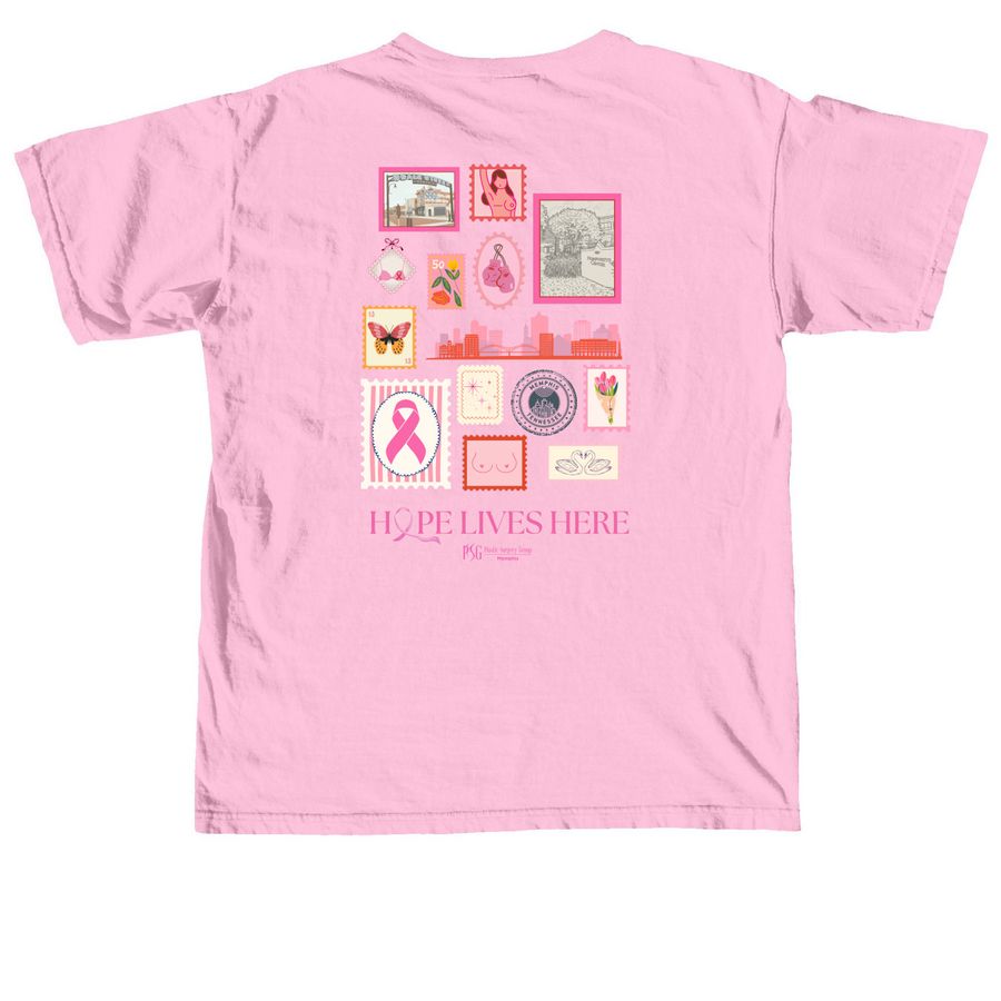 PSG Breast Cancer Awareness Month 2026, a Blossom Comfort Colors Unisex Tee (back-view)