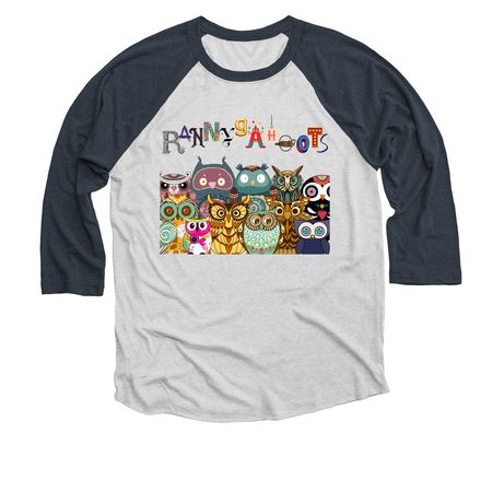 Rannygahoots, a Indigo and Heather White 3/4 Sleeve Baseball Tee