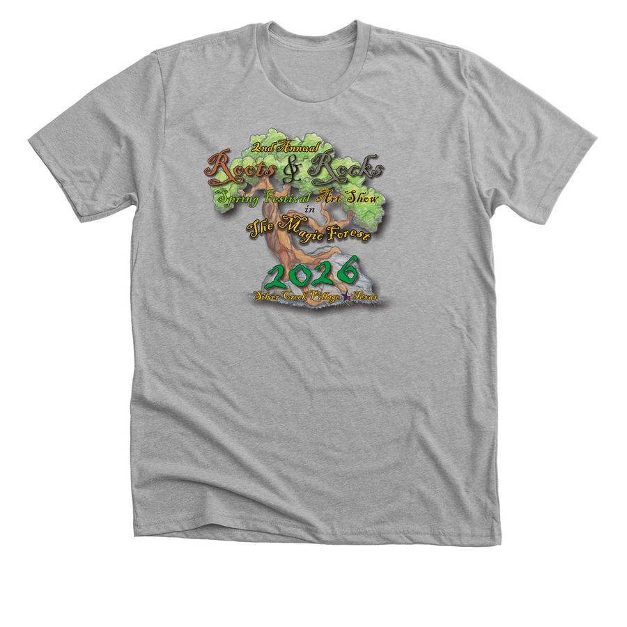 2nd Annual 2026 Roots & Rocks Art Festival, a Athletic Heather Premium Unisex Tee