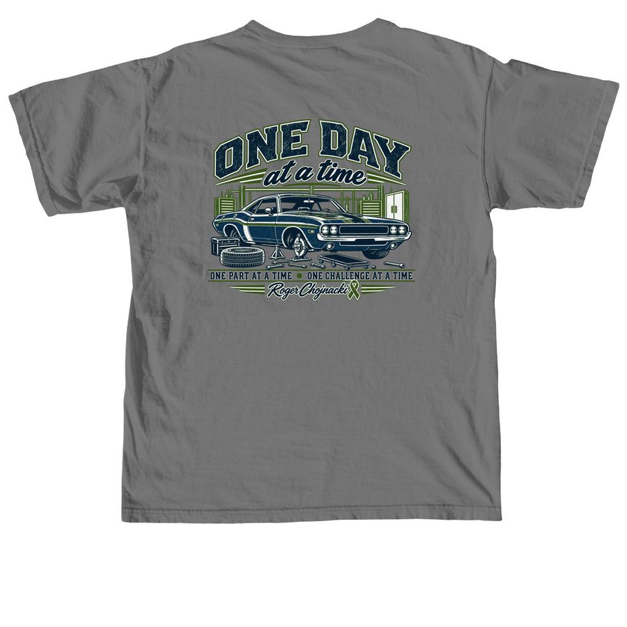 One Day at a Time: Roger's Cancer Fundraiser, a Grey Comfort Colors Unisex Tee