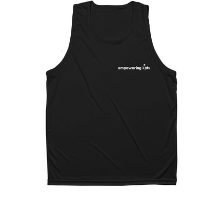 Empowering Kids Dark Activewear, a Black Unisex Performance Tank