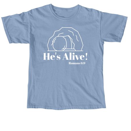 Romans 6:9, a Washed Denim Comfort Colors Unisex Tee