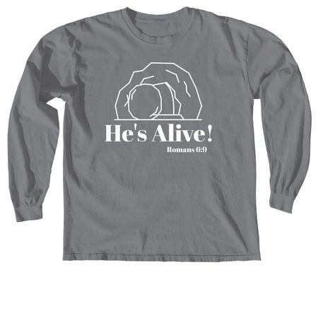 Romans 6:9, a Granite Comfort Colors Long Sleeve Tee