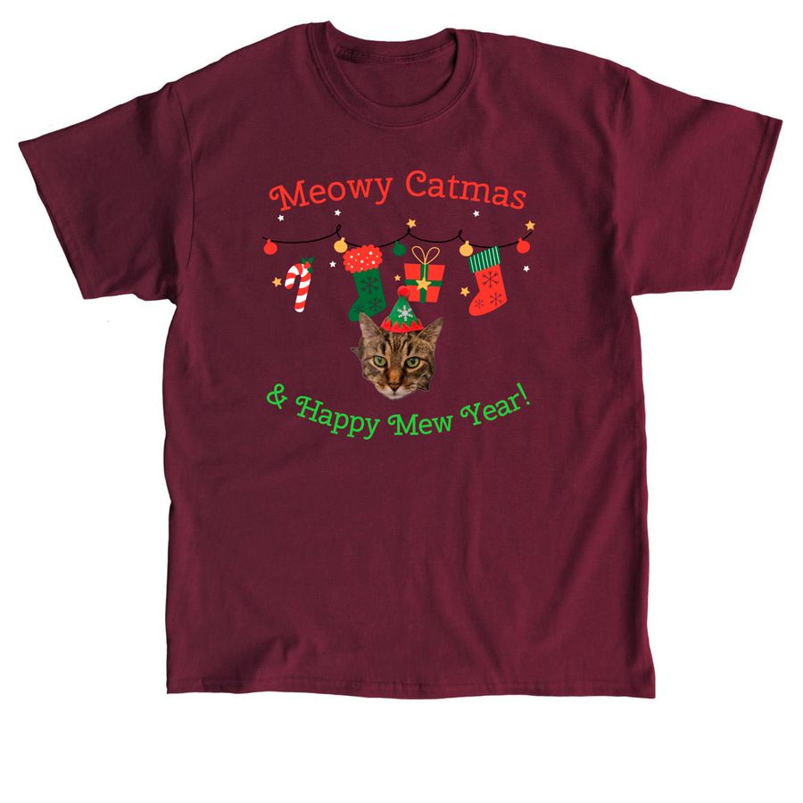 Meowy Catmas & Happy Mew Year!, a Maroon Classic Unisex Tee