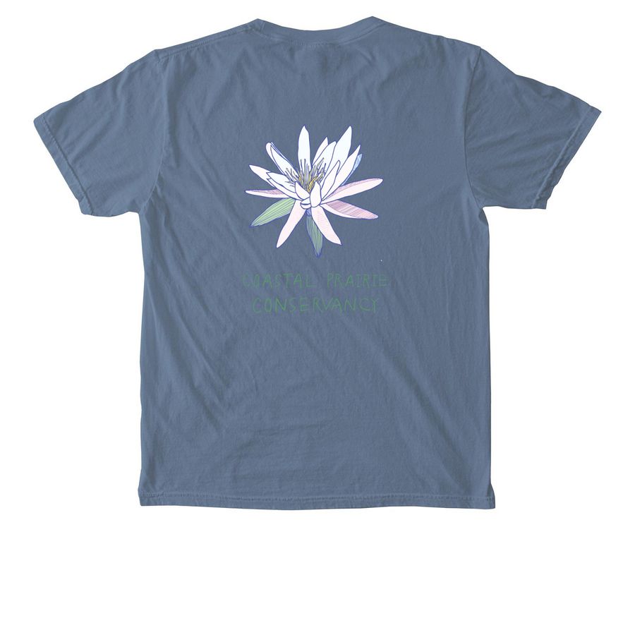 Limited Edition: White-Water Lily Shirt Back, a Blue Jean Comfort Colors Pocket Tee (back-view)