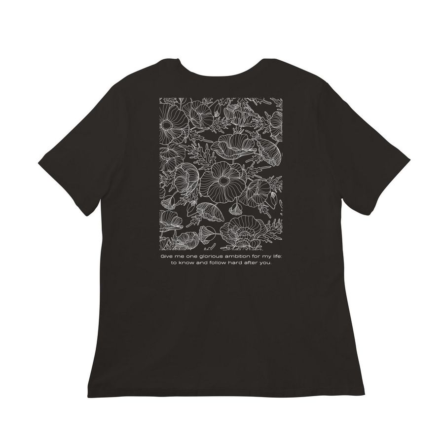 Women?s Relaxed Cotton Tee, a Black Women?s Relaxed Cotton Tee (back-view)