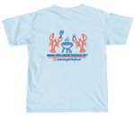Grilling on the Beach - Lobsters, a Chambray Comfort Colors Unisex Tee (back-view)
