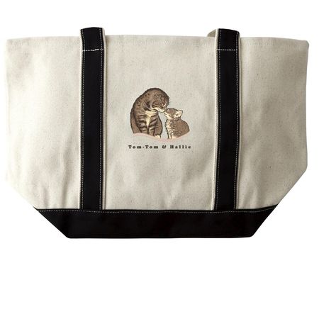 Tom-Tom & Hallie Tote Bags, a Natural/Black Large Two-Tone Canvas Tote Bag