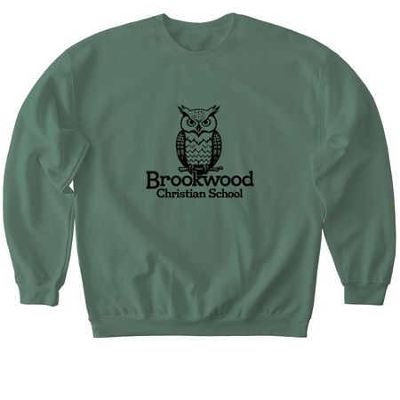 BCS: Owls, a Military Green Softstyle Crewneck Sweatshirt