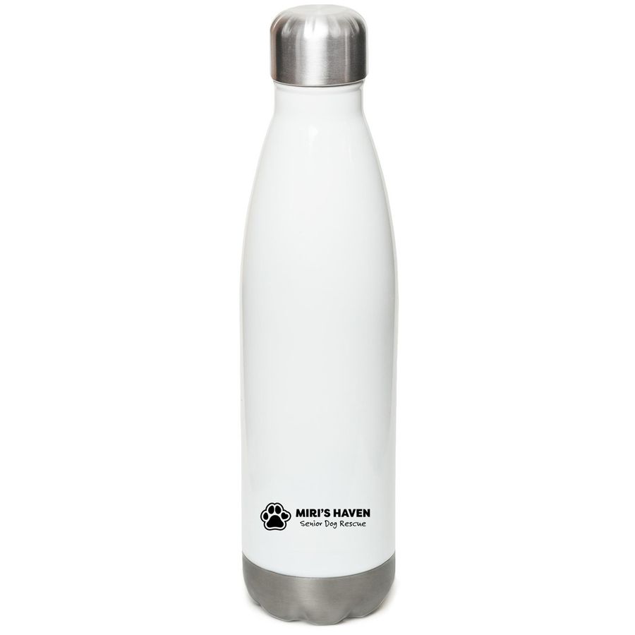 Corn Says Hydrate!&nbsp;, a White Stainless Steel Water Bottle (back-view)