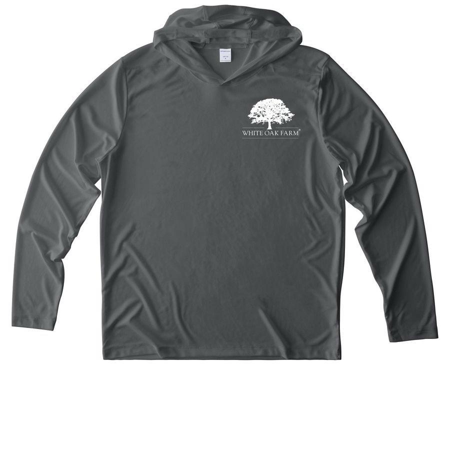 White Oak Farm- Performance Wear, a Dark Smoke Grey UV Performance Long Sleeve Hoodie