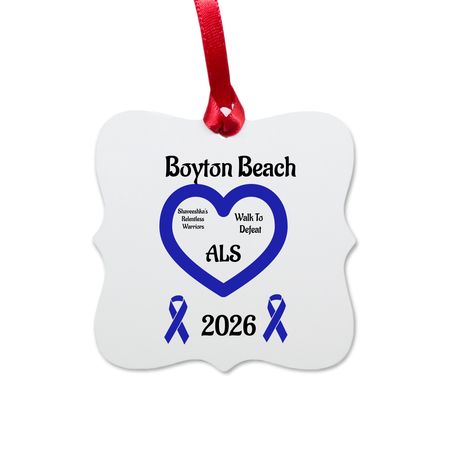 Walk to Defeat ALS: Ornament, a White Aluminum Square Ornament