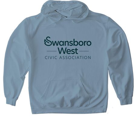SWCA T-Shirts - Green Logo on Front, a Stone Blue Gildan Softstyle Pullover Hoodie